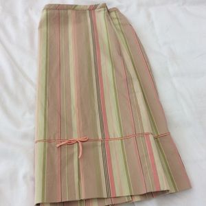 [LOFT] pink and green vertically striped skirt
